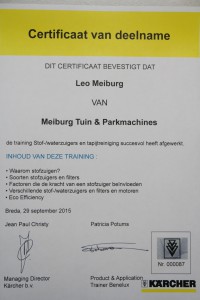 Certificaat Stof en Waterzuiger
