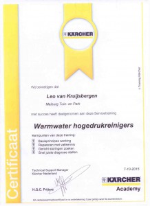 certificaat warmwater hogedrukreinigers